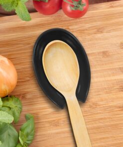 OGGI Spooner Ceramic Spoon Rest- Spoon Rest for Stove Top, Spoon Holder for Countertop, Kitchen Decor for Counter, Coffee Bar Accessories, Black 23 811XJD8xHYS