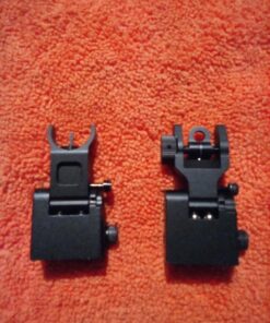 Feyachi Flip Up Iron Sight Front Rear Sight Compatible for Picatinny Rail and Weaver Rail of Rifle, Foldable Sights Black 76 811YveVkL
