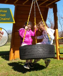 Eastern Jungle Gym Heavy-Duty 3-Chain Rubber Tire Swing Seat with Adjustable Coated Swing Chains - Swing Set Accessories 13 811ZO33ktmL