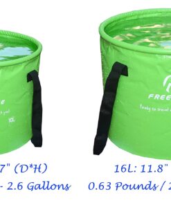 Premium Collapsible Bucket by Freegrace - Compact Portable Folding Water Container - Lightweight & Durable - Includes Handy Tool Mesh Pocket Green 16L 13 811b8CJyIQL