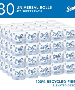 Scott® Professional 100% Recycled Fiber Standard Roll Toilet Paper (13217), with Elevated Design, 2-Ply, White, Individually wrapped rolls, 473 Count (Pack of 80), Total 37,840 Sheets 30 811c7cAg1YL