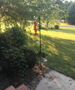 Sorbus Bird Feeding Station - 7ft Tall Metal Pole Bird Feeder Stand with 2 Ground Stake Prongs & 4 Hangers with Bird Bath, Bird Food Mesh Tray for Attracting Wild Birds Outside, Garden Decor, Plants 2-Prong Stake 40 811ceBJB9kL
