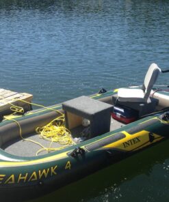 INTEX Seahawk Inflatable Boat Series: Includes Deluxe Aluminum Oars and High-Output Pump – SuperStrong PVC – Fishing Rod Holders – Heavy Duty Grab Handles – Gear Pouch Seahawk 4 Boat Set 45 811d TP3OSL