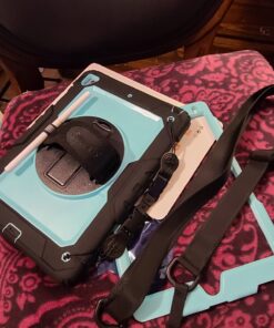 SEYMAC Stock iPad 6th/5th Generation Case with Screen Protector, 360 Rotating Stand, Drop-Proof Protection, Compatible with iPad 6th/5th/Air 2/Pro 9.7 in SkyBlue+Black 32 811do8vmhL