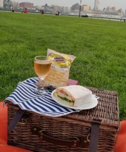 Wicker Picnic Basket for 2 with Waterproof Picnic Blanket, Picnic Set for 2 with Sand-Proof Beach Mat,Willow Hamper Service Gift Set for Camping and Outdoor Party Best Gift 15.4" For 2 44 811fTxEqfL