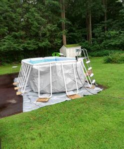 Intex 26795EH Prism Frame 16.5ft x 9ft x 48in Outdoor Above Ground Oval Swimming Pool Set with Filter Pump, Pool Cover and Ladder, Gray 16.5ft x 9ft x 48in / Oval 52 811fZdBDlAL