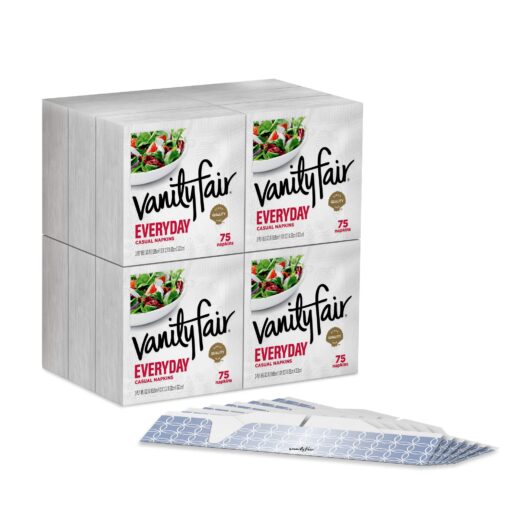 Vanity Fair Everyday Casual Paper Napkins and Napkin Holders, Classic White, 906 Piece Set