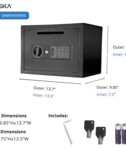 Barska AX11934 Compact 0.57 Cubic Ft Digital Multi-User Keypad Security Business Depository Drop Safe with Front Load Drop Box for Money, Cash & Mail Lock Box Compact Drop Slot 14 811jS4hG6OL