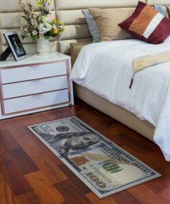 Machine Washable $100 Bill Design Non-Slip Rubberback 22x53 Modern Runner Rug for Hallway, Kitchen, Bedroom, 22" x 53", Multicolor Money New $100 Runner - 22" x 53" 25 811ldjOJ50L