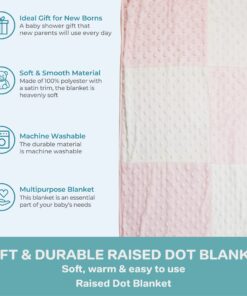 Spasilk Minky Raised Dot Baby Blanket with Satin Trim — Double Layer Blanker for Baby Girls, Baby Boys 30" x 40" Pink 17 811mPbAwrgS