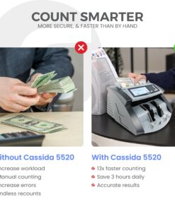 Cassida 5520 UV/MG - USA Money Counter with ValuCount, UV/MG/IR Counterfeit Detection, Add and Batch Modes - Large LCD Display & Fast Counting Speed 1,300 Notes/Minute UV/MG Counterfeit Detection 21 811mvLX ahL