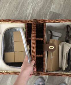 Juvale Wicker Picnic Basket for 4 with Utensils, Glasses, and Insulated Cooler Bag - Luxury Camping, Picnic Essentials, Picnic Kit 56 811nIpoh hL