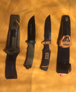 StatGear Surviv-All Fixed-Blade Bowie Knife with Sheath, Firestarter, Sharpener & Cord Cutter for Hunting Camping Outdoors Hiking EDC 34 811oq 366fL 1