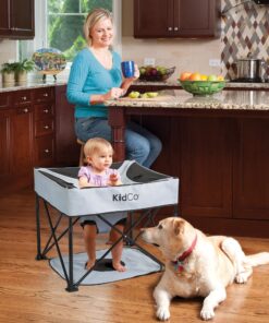 KidCo GoPod Adjustable Height Travel Baby Activity Center - Standing Baby Activity Center with Cupholder and Travel Bag, Midnight 20 811pP54BGHL