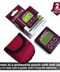 Calculated Industries 7434 AccuMASTER 2-in 1 Magnetic Digital Level and Angle Finder Certified IP54 Dust and Water Resistant,Red Brick Maroon Digital Angle Finder 27 811r1QU8juL