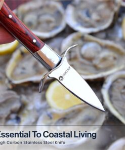 Alternative view of HiCoup Oyster Shucking Knife and Glove Kit - Clam and Oyster Knife Shucker Set with Stainless Steel Seafood Opener Tool, Wood Handle and Gloves﻿