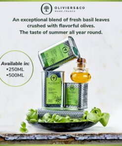 Basil Olive Oil by Oliviers & Co. | Cold Pressed Extra Virgin Olive Oil and Fresh Basil | Everyday and Cooking EVOO from Italy | Gourmet Flavored Basil Oil in Tin Can | 500 ml Can 16.8 Fl Oz (Pack of 1) 12 811y1YB9LRL