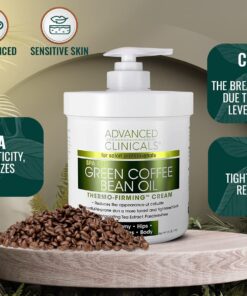 Advanced Clinicals Green Coffee Bean Lift & Slim Body Cream Skin Care Anti Cellulite Cream | Caffeine Body Lotion Balm To Firm, Tighten, & Hydrate Look Of Legs, Arms, Tummy, Butt, & Thighs, 16 Ounce 16 Ounce (Pack of 1) 22 811z2ye1PlL 1