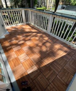 Yaheetech 27PCS Interlocking Patio Deck Tiles 12 x 12in Wood Floor Tiles Outdoor Flooring for Patio Garden Deck Poolside Brown Brown-straight 57 812 ooiruL
