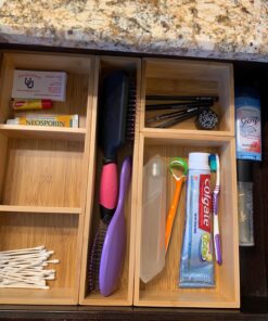 Bamboo Junk Drawer Organizer and 6 Storage Box Dividers Set,8 Compartment Organization Tray Holder for Craft,Sewing,Office,Bathroom.Kitchen … L1(15*18") 40 8120rWEOpZL