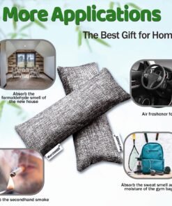 Marsheepy 12 Pack Charcoal Shoe Deodorizer Bags, Bamboo Charcoal Air Purifying bags, Odor Absorber, Odor Eliminator for shoes, Home, Closet, Pet Gray 22 8120uuo2 6L