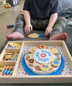 Melissa & Doug Birthday Party Cake - Wooden Play Food With Mix-n-Match Toppings and 7 Candles 36 8121XhLRxL