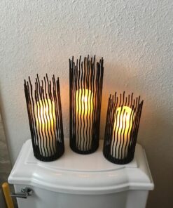 Set of 3 Metal Iron Candle Holder, Black Candlestick Modern Table Centerpiece for Indoor & Outdoor Decor, Dining Room, Home Decoration 45 81223e e9yL