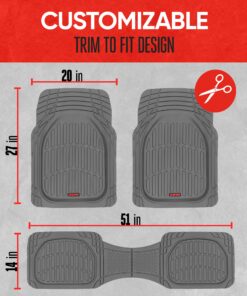 Motor Trend FlexTough Floor Mats for Cars, Gray Deep Dish All-Weather Mats, Waterproof Trim-To Fit Automotive Floor Mats for Trucks SUV, Universal Liner Car Accessories Full Set 36 8122aH3RlPL