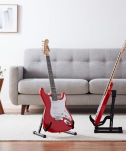 Amazon Basics Adjustable Guitar Folding A-Frame Stand for Acoustic and Electric Guitars with Non-Slip Rubber and Soft Foam Arms, Fully Assembled 33 8122yo wC3L