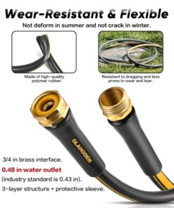 GLAHODEN Retractable Garden Hose Reel, 5/8in x 65ft+6ft Slow Return System Water Hose Reel, Patented Design for Any Length Lock Increase Flow Rate By 20% 2 Year Anti-fading Hose Reel Wall Mount 5/8" 65FT 22 8126IZe85UL