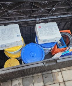 Suncast 99 Gallon Resin Wicker Patio Outdoor Storage Container for Toys, Furniture Deck box, Mocha 53 8126W EzU9L