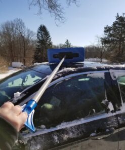 Snow Joe SJBLZD The Original 2-In-1 Telescoping Snow Broom + Ice Scraper w/18-Inch No-Scratch Foam Head, Closed Cell Foam for No Water Absorption, Blue Original Snow Broom 33 8126djFLq2L