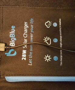 Solar Panels Charger with Digital Ammeter, BigBlue 28W SunPower Camping Solar Panel, Dual USB(5V/4A Overall), IPX4 Waterproof, Compatible with iPhone 13/11/Xs/X/8/7, iPad, Samsung Galaxy, Google Pixel Blue 78 8127yjRKi5L