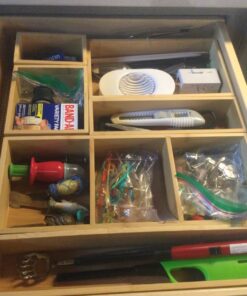 Bamboo Junk Drawer Organizer and 6 Storage Box Dividers Set,8 Compartment Organization Tray Holder for Craft,Sewing,Office,Bathroom.Kitchen … L1(15*18") 37 8127yosz0ZL