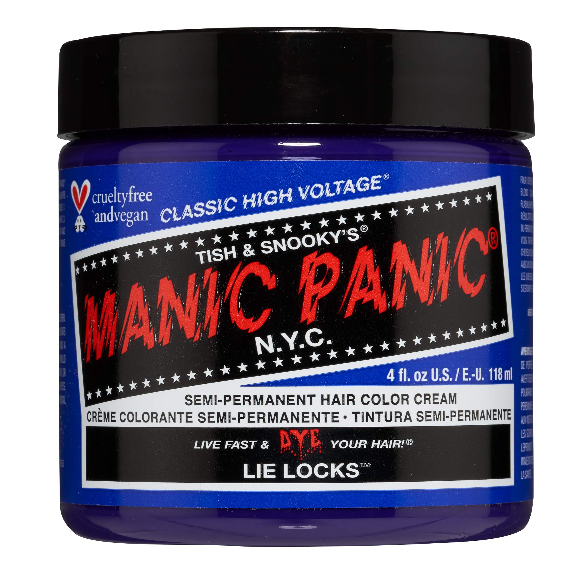 MANIC PANIC Lie Locks Hair Dye – Classic High Voltage - Semi Permanent Hair Color - Cool Medium Indigo Blue Shade - Vegan, PPD & Ammonia-Free - For Coloring Hair on Men & Women 1 MANIC PANIC Lie Locks Hair Dye – Classic High Voltage - Semi Permanent Hair Color - Cool Medium Indigo Blue Shade - Vegan, PPD & Ammonia-Free - For Coloring Hair on Men & Women