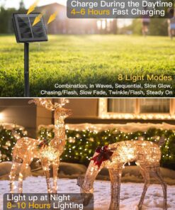 Brightown Solar String Lights, 2 Packs Total 66Ft 200 LED Solar Fairy Lights with 8 Modes, Waterproof Solar Lights for Outside Patio Yard Tree Wedding Christmas(Warm White) 33FT*2Packs Warm White 28 812BKo6vD7L