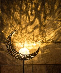 HOMEIMPRO Moon Solar Garden Lights Outdoor Stakes, Waterproof Crackle Glass Metal Decorative Lights for Lawn, Patio Accessories, Yard Decor, Christmas Gift (Bronze) 28 812DAkI4UmL