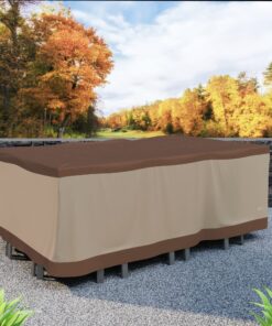 Duck Covers Ultimate Waterproof Square Patio Table & Chair Set Cover, 90 Inch 92"W x 92"D x 32"H 35 812DIlYN 8L 1
