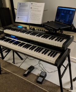 On-Stage KS7150 Platform-Style Keyboard Stand (Setup for Keyboards, Synths, Organs, and Electric Pianos, 230 lb Capacity, Adjustable Height and Width, Folding, Portable, Rubber Feet, Metal, Black) 20 812E6OHD9gL