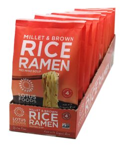 Lotus Foods Bulk Food Organic Millet & Brown Rice Ramen Noodles with Red Miso Soup, Gluten-Free Easy to Cook & Healthy Japanese Noodles with Instant Gourmet Broth, 2.8 Oz (Pack of 10) 2.8 Ounce (Pack of 10) 26 812EHGl8XL 1