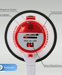 Alternative view of Pyle Megaphone Speaker PA Bullhorn - 20 Watts & Adjustable Vol Control w/ Built-in Siren & 800 Yard Range for Football, Baseball, Hockey, Cheerleading Fans & Coaches or for Safety Drills - PMP20,White