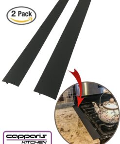Capparis Kitchen Silicone Stove Counter Gap Cover, Easy Clean Heat Resistant Wide & Long Gap Filler, Seals Spills Between Counter, Stovetop, Oven, Washer & Dryer, Set of 2 (21 Inches, Black) 21 Inches 37 812Iy8OXdyL