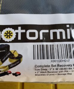 Motormic Tow Strap Recovery Kit – 3" x 30ft (30,000 lbs.) Rope + 2" Shackle Hitch Receiver + 5/8" Locking Pin + 3/4" D Ring Shackles with Safety Ring + Heavy Duty Bag - Off Road Pick Up Towing Complete Recovery Strap Kit 33 812J6vM8IBL