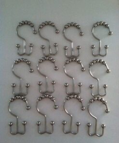 Maytex Shower Curtain Hooks, Shower Curtain Rings, Rust-Resistant Decorative Double Roller Glide Shower Hooks, Shower Rings for Bathroom Shower Rods, Curtains, Liners, Set of 12, Brushed Nickel 35 812KtuQpnpL
