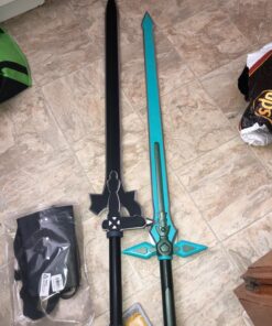 Armory Replicas™ - Titan Attack Kirito's Elucidator Foam Sword - Shingeki no Kyojin Fantasy Foam Sword for LARP - Ideal for LARP, Halloween Costumes, Cosplay PACK 2 with SHEATH GREY and AQUA SWORD SET WITH SHEATH 25 812QeYg0DL