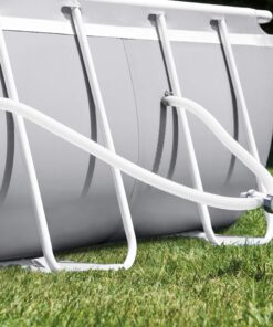 Intex 26795EH Prism Frame 16.5ft x 9ft x 48in Outdoor Above Ground Oval Swimming Pool Set with Filter Pump, Pool Cover and Ladder, Gray 16.5ft x 9ft x 48in / Oval 32 812TKcPz xL