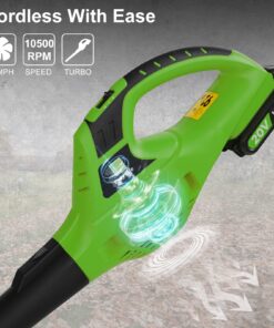 Leisch Life Cordless Leaf Blower Battery Operated,20V Handheld Electric Leaf Blower w/2.0Ah Battery & Fast Charger, 2 Speed Mode, Lightweight Battery Powered Blowers for Patio, Blowing Leaves and Snow Green 22 812TxYzXzYL 1