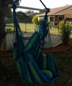 Sorbus Stylish Swing Chair - Fine Cotton Weave for Super Comfort & Durability - Hanging Hammock Chair w/2 Seat Cushions- Portable Outdoor Hanging Chair w/Hardware Kit - Indoor Outdoor Use - Max 265lbs Blue 33 812UyDvSQL 1