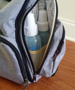 Mancro Diaper Bag Backpack, Large Multifunction Waterproof Travel Baby Changing Bag for Dad Mom with 4 Insulated Pockets and Stroller Straps, Maternity Baby Bag for Boys Girls, Grey Austere Grey 68 812VZsj3klL