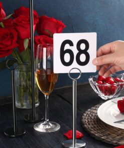 New Star Foodservice 23244 Ring-Clip Table Number Holder/Number Stand/Place Card Holder, 12-Inch, Set of 12 Silver 29 812WgJHpHaL